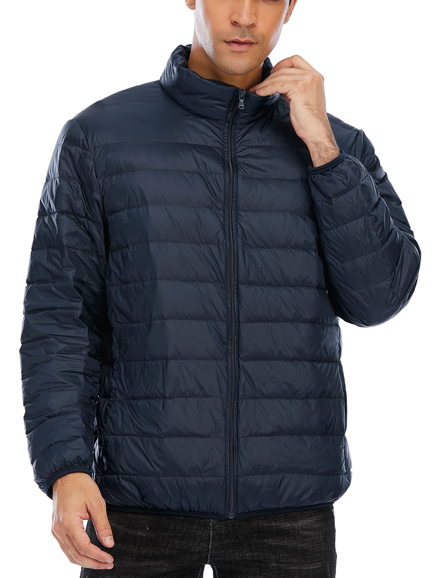 SAYFUT Men's Lightweight Down Jacket Puffer Bubble Coat Packable Warm Puffer Down Zipper Coat Water Resistant  Big and Tall Size S-2XL - image 5 of 8