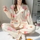 thumbnail image 1 of Pijama tipo kimono para niñas de primavera y otoño, pantalones de manga larga, cárdigan para niñas, ropa de casa, pijamas de algodón con dibujos animados bonitos, 1 of 5