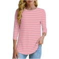 thumbnail image 2 of SEAOPEN Women's Long Sleeve Shirts 2025 Fall Casual Crewneck Tops Slim Fitted Basic Tees Today Pink,XL, 2 of 6