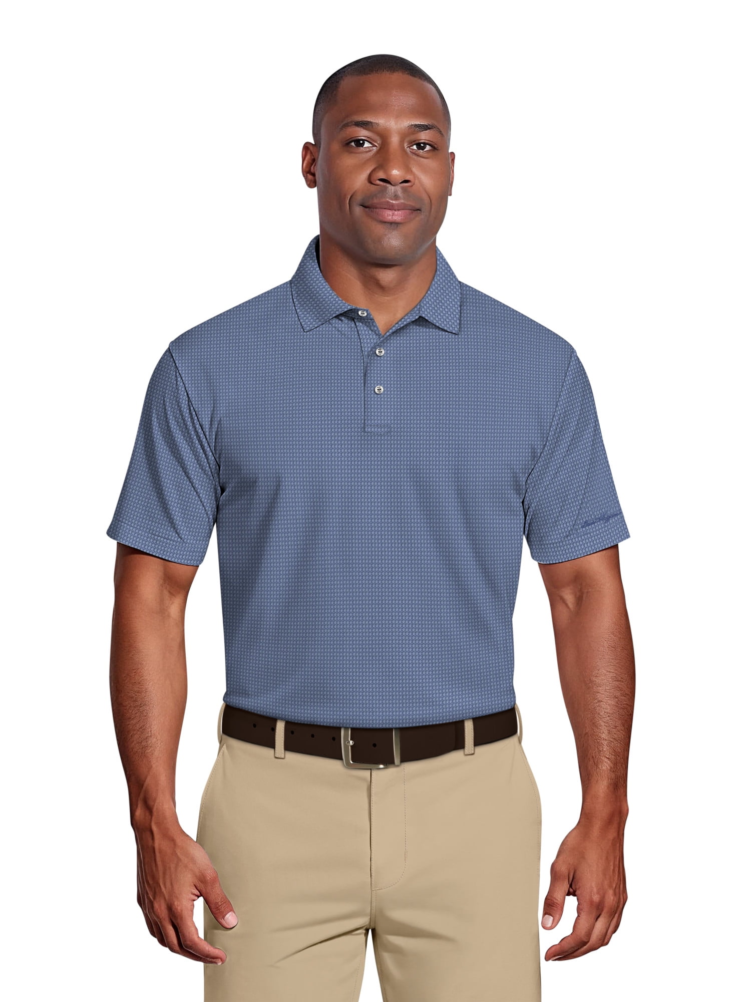 Ben Hogan Men's & Big Men's Performance Eco Mini Geo Jacquard Short Sleeve Polo Shirt, up to 5XL