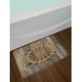 thumbnail image 2 of Navy Bath Mat, Nautical Ship Wheel Pattern on Wooden Background Marine Sea Captain Theme Artwork, Non-Slip Plush Mat Bathroom Kitchen Laundry Room Decor, 29.5 X 17.5 Inches, Umber Brown, Ambesonne, 2 of 2