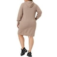 thumbnail image 3 of Agnes Orinda Women's Plus Size Rib Knit Pullover Sweater Long Sleeve Hooded Bodycon Dress Army 3X Camel, 3 of 6