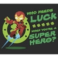 thumbnail image 2 of Women's Marvel Iron Man St. Patrick's Day Who Needs Luck Superhero  Graphic Tee Black Large, 2 of 4