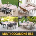 thumbnail image 5 of Pink Tulip Spring Floral Table Cloths for 3 Foot Rectangle Tables, Romantic Flowers Modern Art Pink Plaid Patio Waterproof Elastic Fitted Tablecloths, Washable Rectangular Table Cover for Camping, 5 of 8