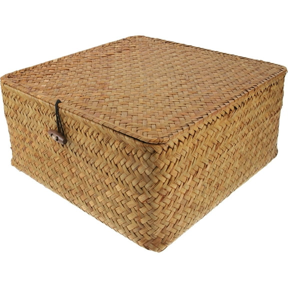 1Pc Household Storage Basket Straw Woven Container for Desktop Sundries
