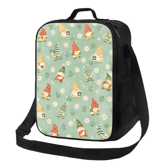 Garden Daisy Floral Design Lunch Bag Insulated Thermal Lunch Box with Shoulder Strap & Handle for Women and Men