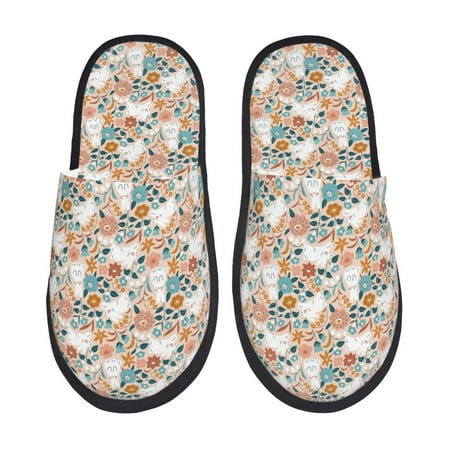 

Pofeuu Cute Rabbit Floral Print EVA Fuzzy House super light Slippers Slippers Scuff Outdoor Indoor Warm Cozy Plush Bedroom Shoes Soft Flat Comfy Anti-Slip-Medium