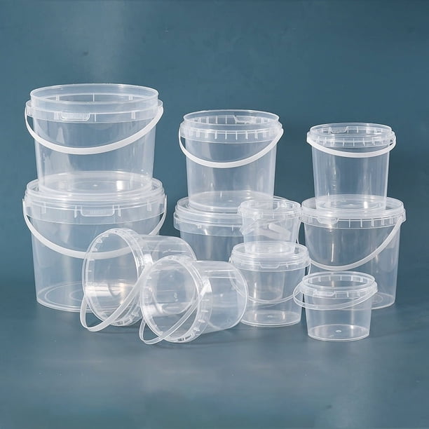 Cubo de plástico de grado alimenticio, cubo de embalaje de alimentos de juguete, película adhesiva interior, cubo redondo portátil de polipropileno
