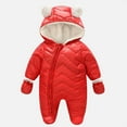 thumbnail image 2 of Krdevn Baby Boys Snowsuit Winter Warm Insulated Jumpsuit Cold Weather Outdoor Outfit for Toddlers,Color:Red,Size:0-3 Months, 2 of 7
