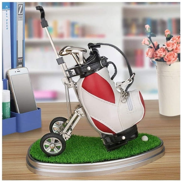 10L0L Golf Pen Holder with 3 Pieces Golf Club Pens Set Unique Golf Golf Desk Decor Souvenirs Gifts for Women,Gifts for Men Golf Cart Accessories-Red White