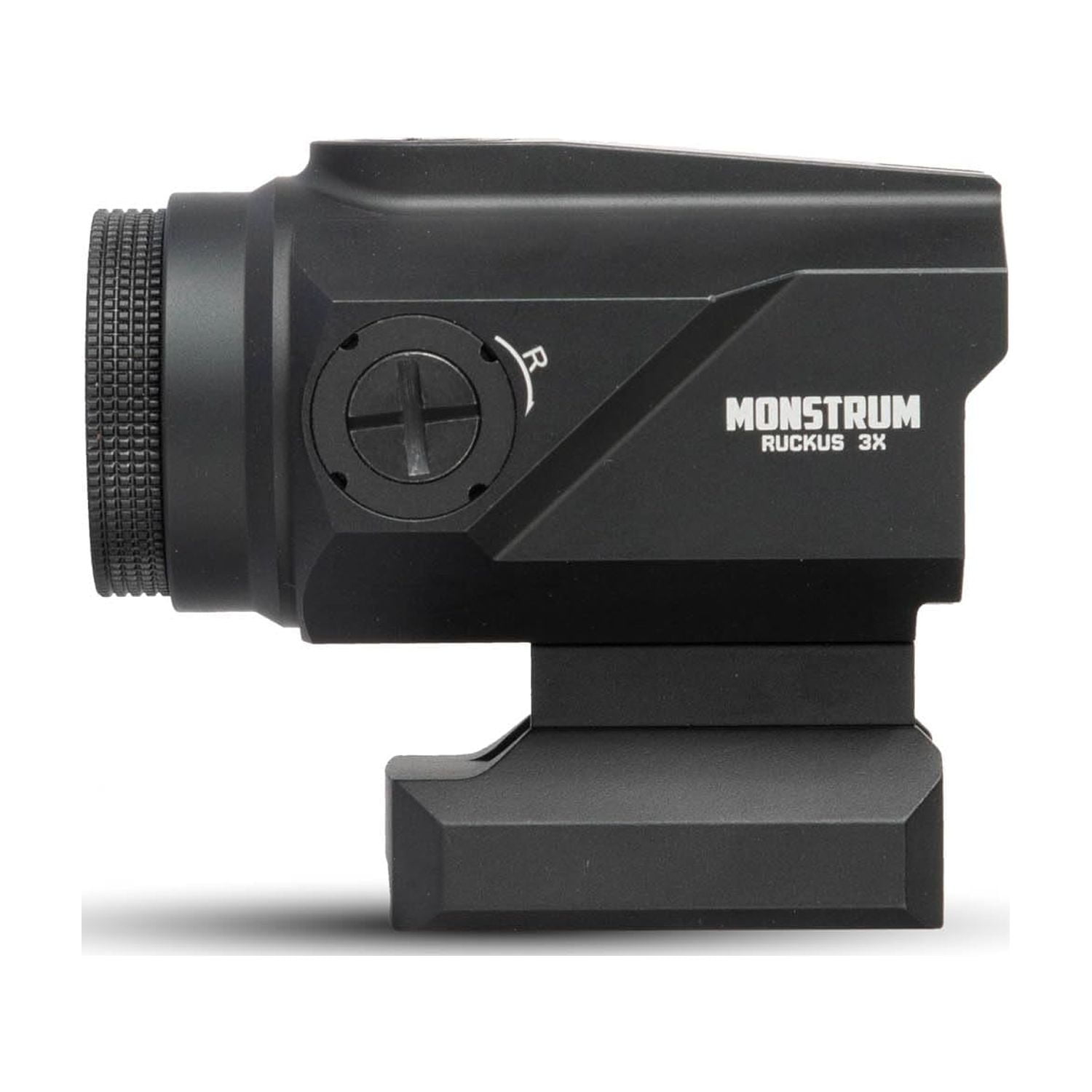 Monstrum Ruckus (e) 3X Prism with Electronic Button Control and Shake Awake | Circle Dot Reticle