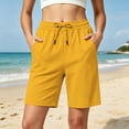 thumbnail image 3 of Summer Athletic Shorts for Women Drawstring Elastic Waist Casual Shorts Soft Cotton Knee Length Shorts with Pocket Summer Outdoor Short Pants Loose Comfort Short Bottoms, 3 of 7