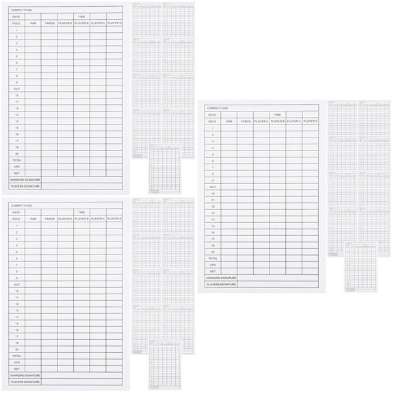 Set of 3 Golfs Score Cards Premium Scorecards Holder Book Paper Log White