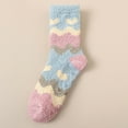thumbnail image 3 of CUZIBR Wool Socks Thick Fuzzy Lined Cute Pattern Striped Print Crew Socks Grip Cozy Comfort Plush Winter Warmth Slipper Socks Fuzzy Socks,Light Blue,One Size, 3 of 3