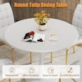 thumbnail image 3 of 5-Piece Dining Table Set, 31.5" Round Tulip Pedestal Dining Table and 4 Ergonomically Designed PU Chairs, Dining Table Set for Kitchen, Living Room, Office, 3 of 7