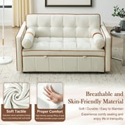 KINFFICT Futon Sofa Bed, Convertible Sleeper Sofa Bed with Pull Out Couch, Modern Velvet Loveseat Sleeper, Small Couch for Living Room, Beige