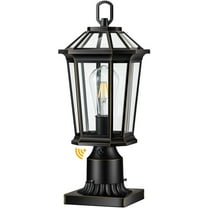 VIANIS Dusk to Dawn Outdoor Post Lights, Black Light Posts for Outside with Pier Mount Base, 100% Aluminum Waterproof Exterior Lamp Post with Tempered Glass Panels for Garden (Hardwired 120V)