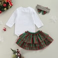 thumbnail image 4 of Fortune 2pcs Baby Girls Christmas Clothes Santa Letter Printed Romper+Striped Ruffles Skirts, 4 of 8