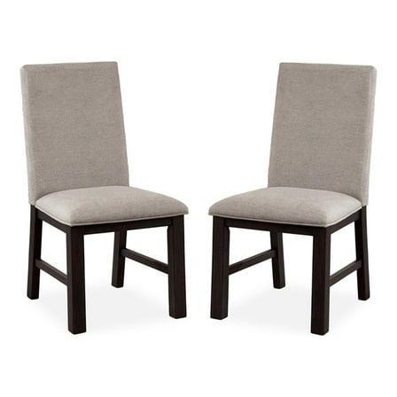 Furniture of America Leen Fabric Upholstered Side Chairs in Black (Set of 2)