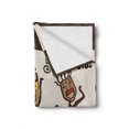 thumbnail image 2 of Prehistoric Soft Flannel Fleece Throw Blanket, Cartoon Dancing Natives Wearing Tribal Print, Cozy Plush for Indoor and Outdoor Use, 70" x 90", Army Green Yellow, by Ambesonne, 2 of 6