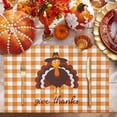 thumbnail image 2 of Fall Placemats Set of 6 Turkey Give Thanks Place Mats Thanksgiving Placemat Orange Buffalo Plaid Table Mats for Dining Kitchen Table Holiday Dinner Party Home Fall Decorations 13x19 Inch, 2 of 8