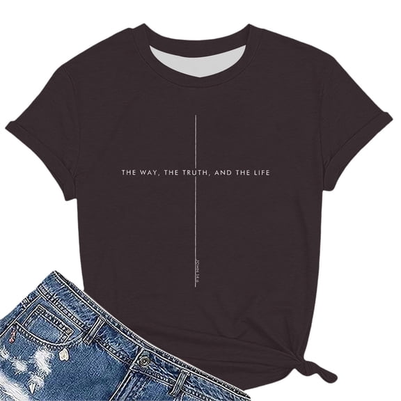 XIAOCHA Women's Faith Based T Shirt Short Sleeve Scripture Print Tee Soft Casual Top