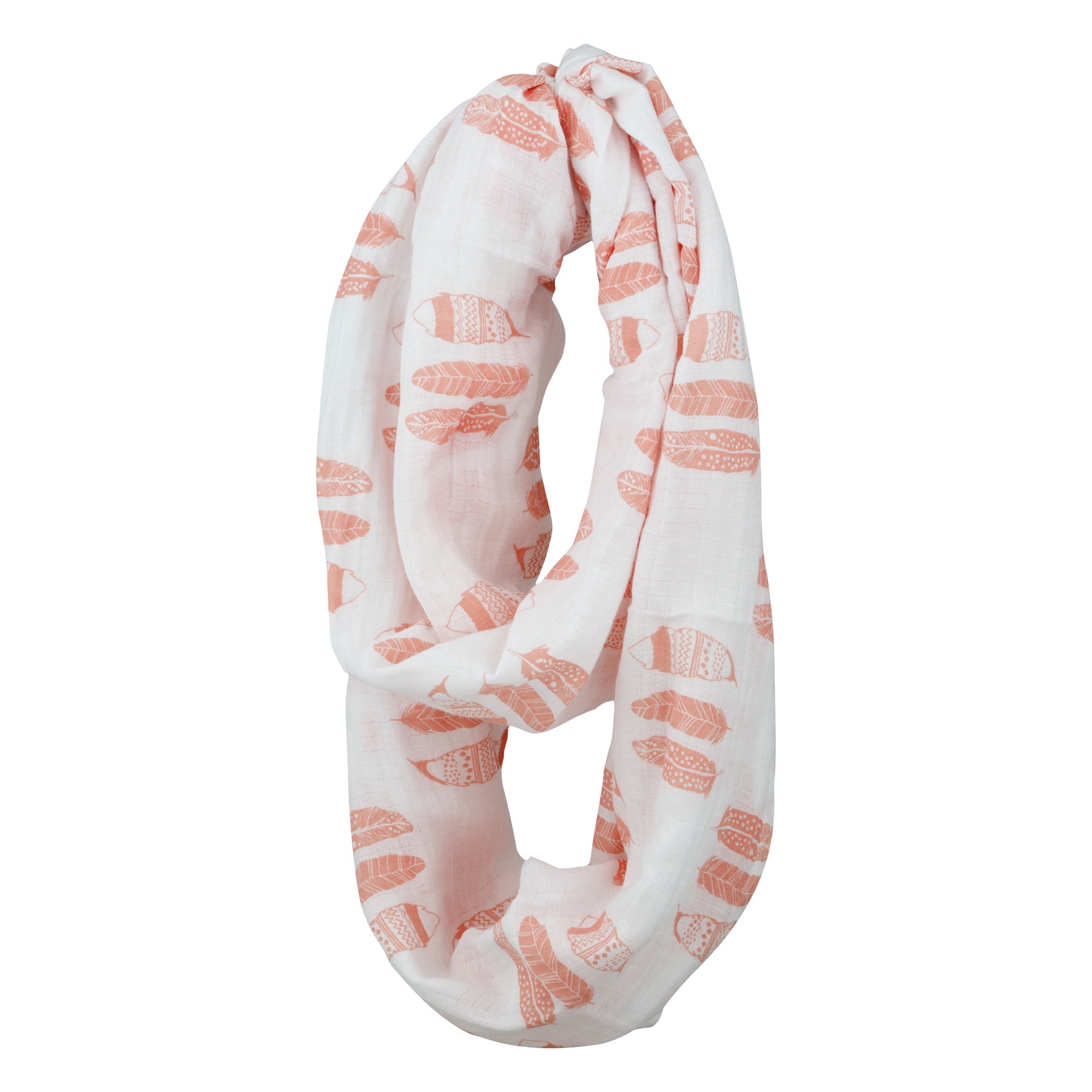 Bacati Muslin Nursing Scarf, Coral Tribal Feathers, 1.0 CT