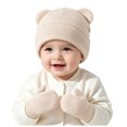 thumbnail image 6 of Povozer Baby Girl Beanie Winter Baby Boy Hat Winter Baby Knitted Ear Warmers Cute Ear Wool Hat Gloves Set,Size 0-6 Months,Beige, 6 of 8