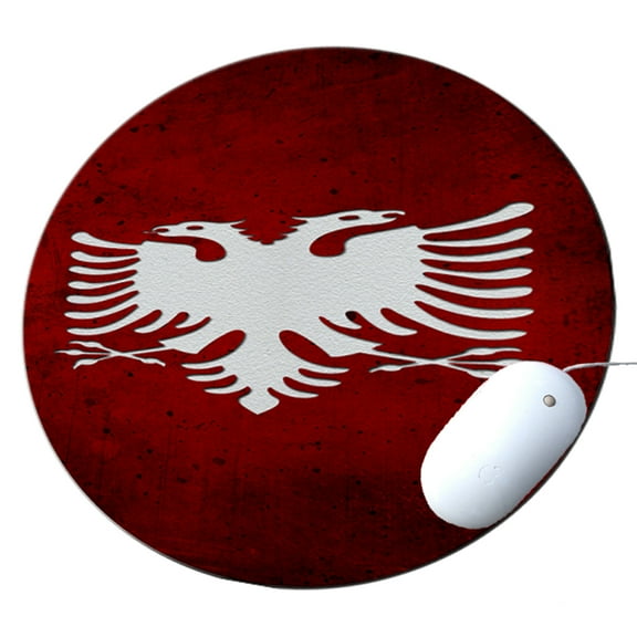 KuzmarK Round Mousepad / Hot Pad / Trivet - Albanian Flag