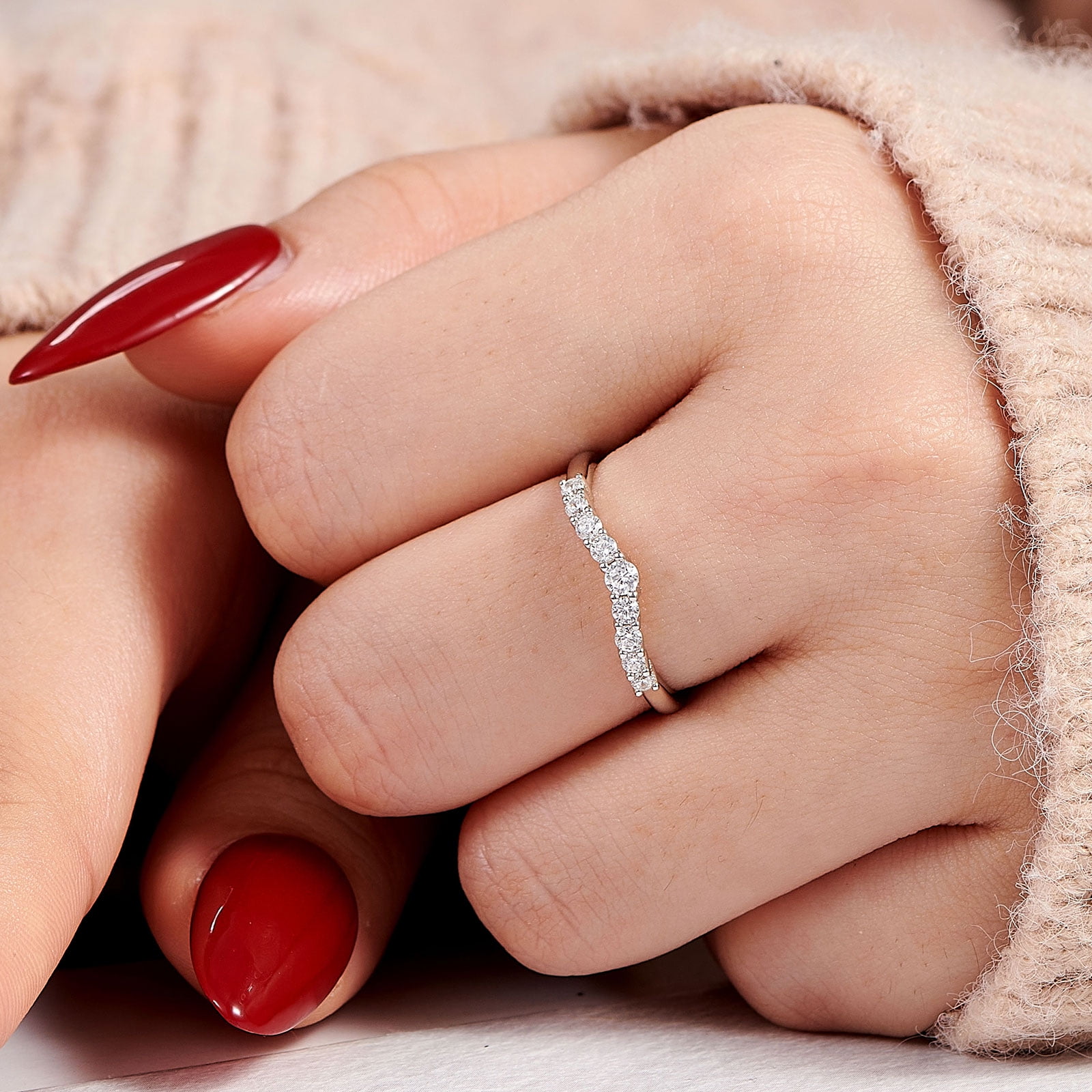 Wuziwen 2 Carat Wedding Ring Set for Women 3Pcs Engagement Rings CZ 925 Sterling Silver Size 6.5