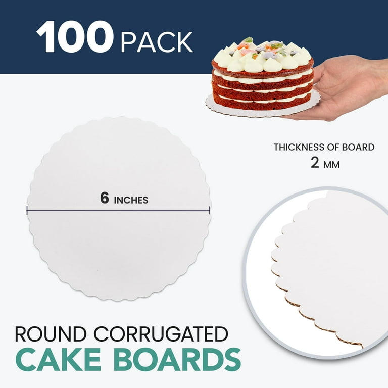 100 Pack] Inch Cake Boards White Cake Rounds Cardboard Circles