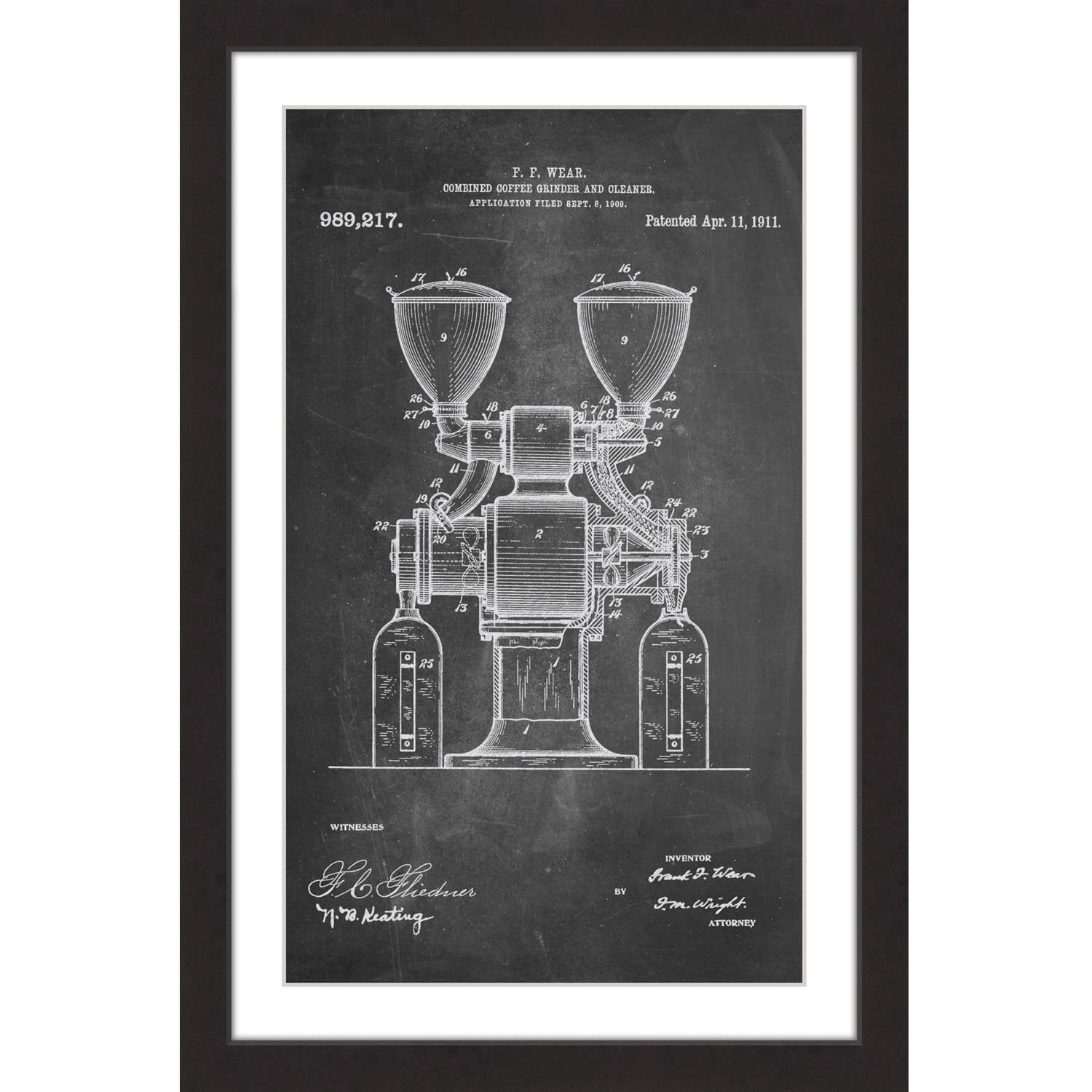 "Coffee Grinder 1911 Chalk" Framed Painting Print