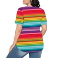 thumbnail image 5 of lcziwo Tunic Tops for Women Loose Fit Dressy Casual Blouses Short Sleeve Pleated Rainbow Tshirts 2025 Fashion Summer Tees Shirt Ofertas en Walmart Multicolor M, 5 of 8