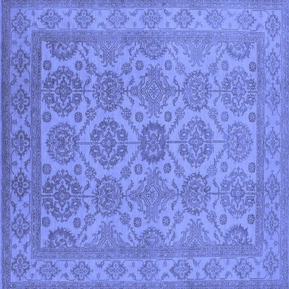 Ahgly Company Machine Washable Indoor Square Oriental Blue Industrial Area Rugs, 3' Square