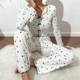 thumbnail image 3 of Women's Long Sleeve Long Pants Pajama Set - Outdoor Wear Suitable Loungewear - Black Size L, 3 of 5