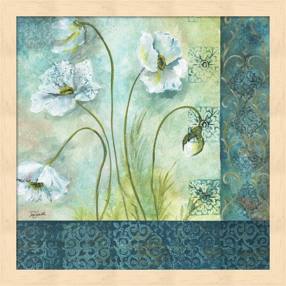Metaverse Tre Sorelle Studios 'White Poppy Garden II' Wood Framed Art