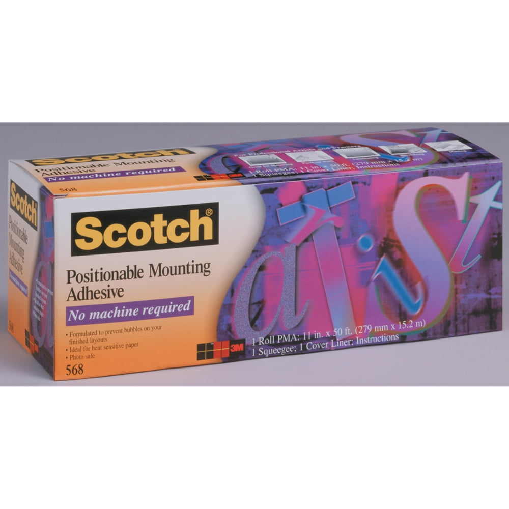 3M 568 Positionable Mounting Adhesive, 16" x 50 ft.
