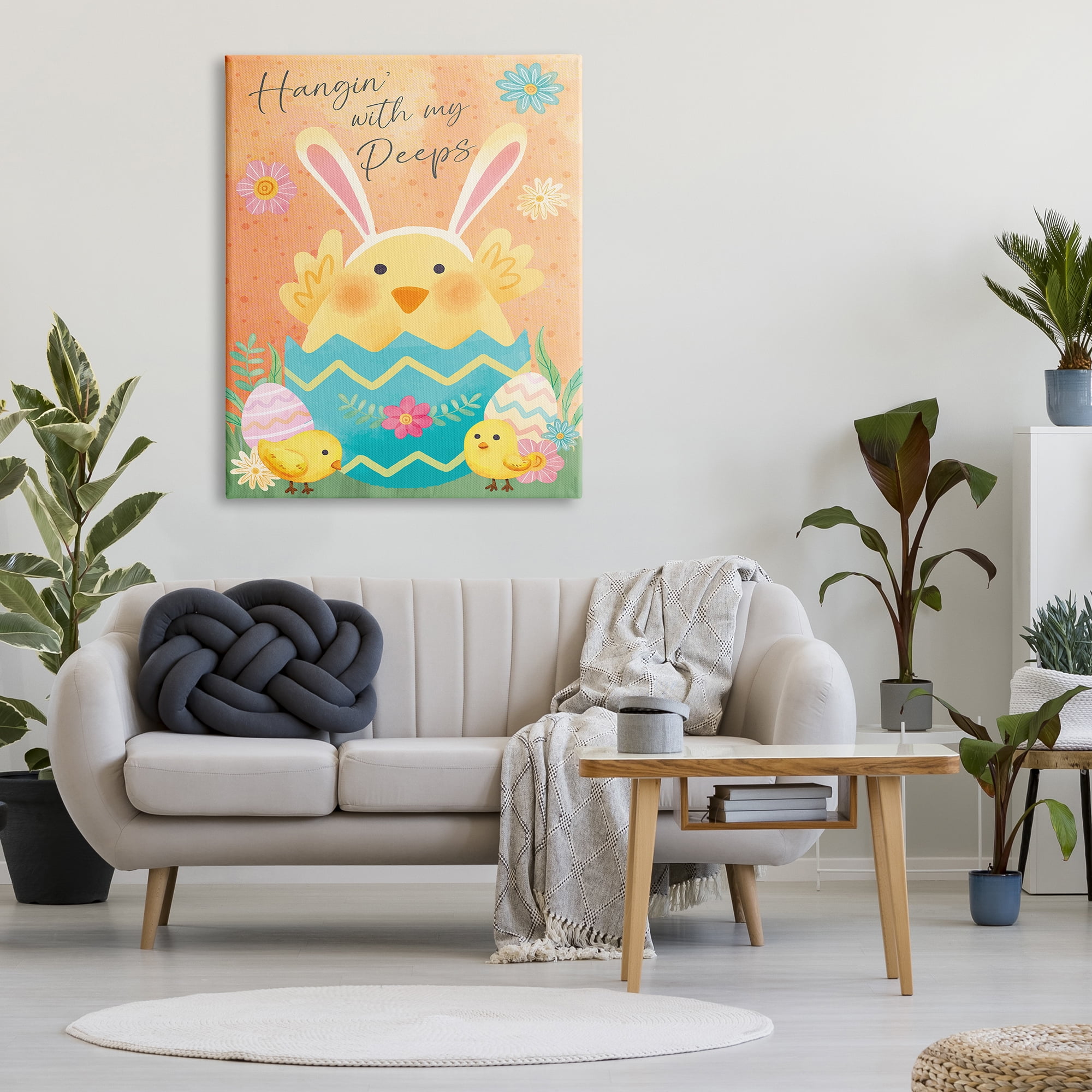 Hangin' With My Peeps Easter Egg Chicks Canvas Art, 36 x 48, By Nicole DeCamp