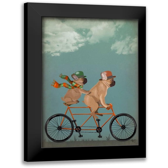 Fab Funky 12x14 Black Modern Framed Museum Art Print Titled - French Bulldog Tandem
