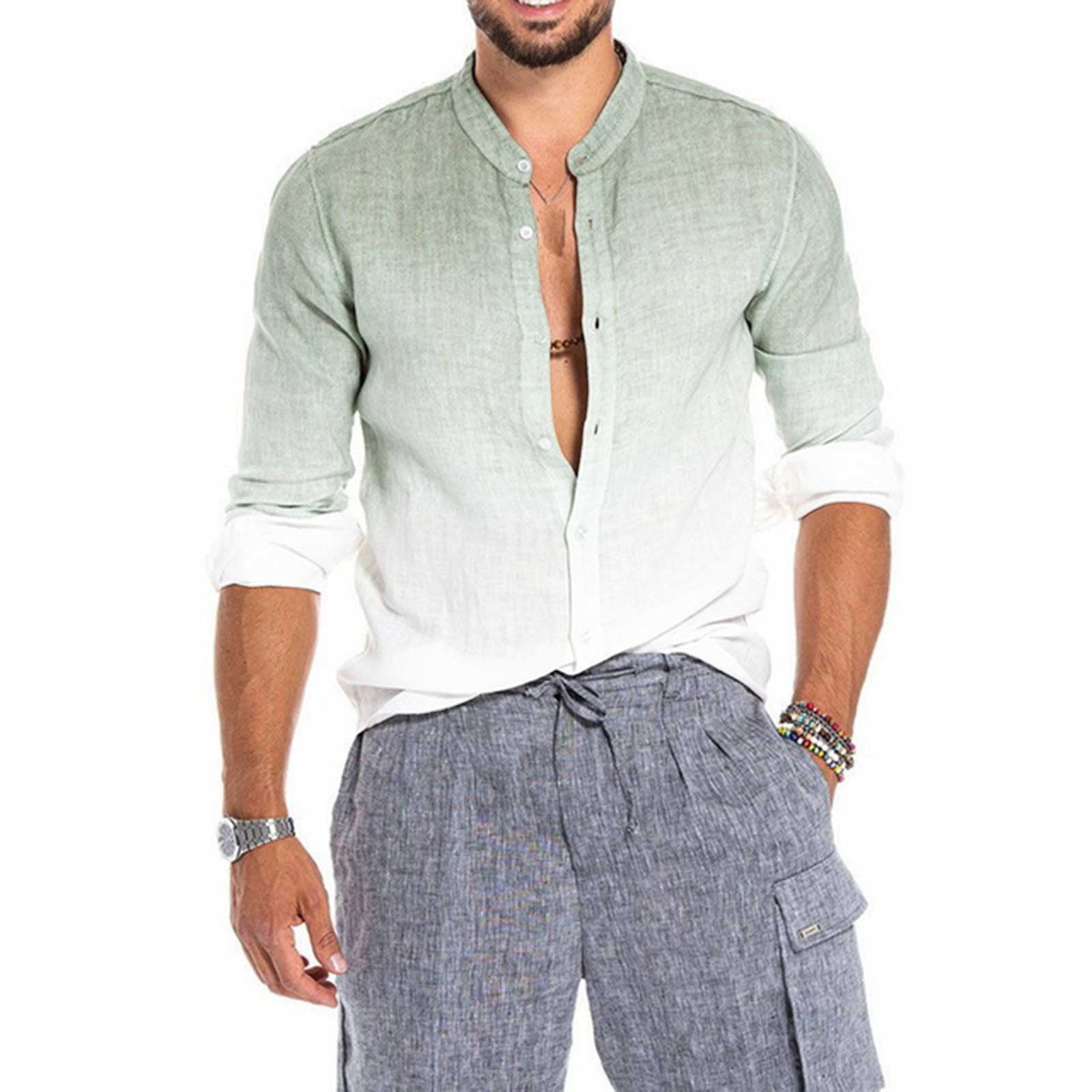 Men Casual Shirts Classic Fit Long 