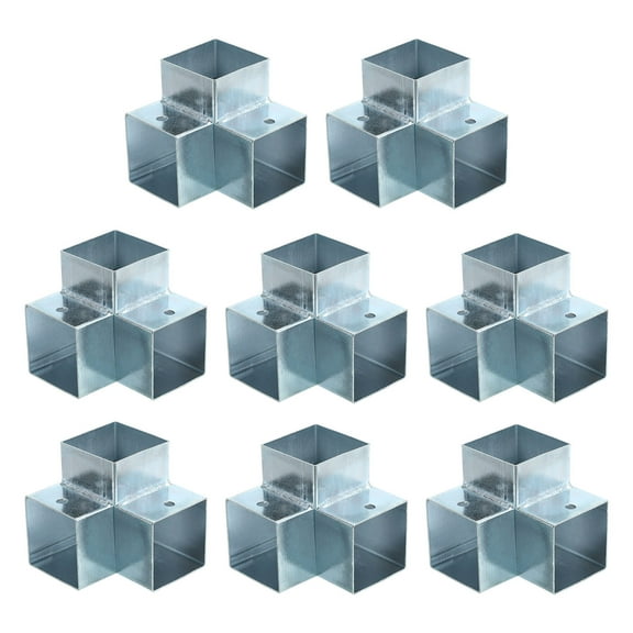 3-Way Gazebo Brackets Kit, Right Angle Corner Bracket Woodworking DIY Post Base Kit for 1.6" x 1.6" Lumber for Outdoor Patio Gazebo Log Cabins (8 Pack)