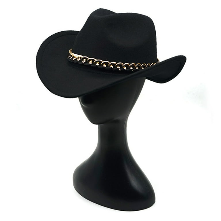 Hesroicy Unisex Vintage Wide Brim Warm Hat Western Cowboy