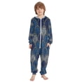thumbnail image 2 of Soft Big Kids Onesie Pajamas Cozy Loose-Fit Jumpsuits for kids with Pockets for Christmas Lounge & Play Dark Blue Fan-shaped Pattern, 2 of 6