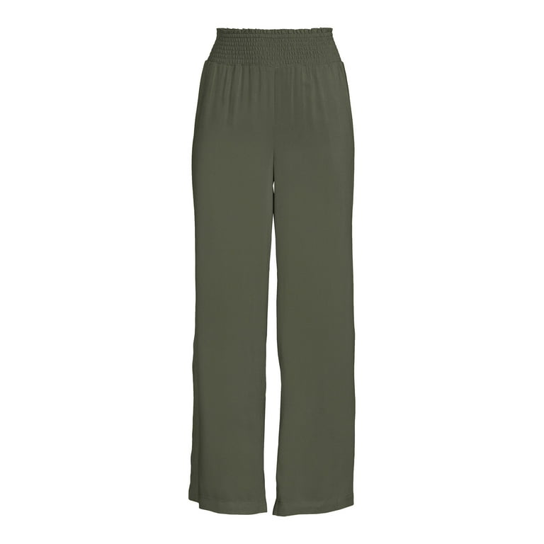 No Boundaries Juniors Wide Leg Pants with Smocked Waist No Boundaries Juniors Wide Leg Pants with Smocked Waist