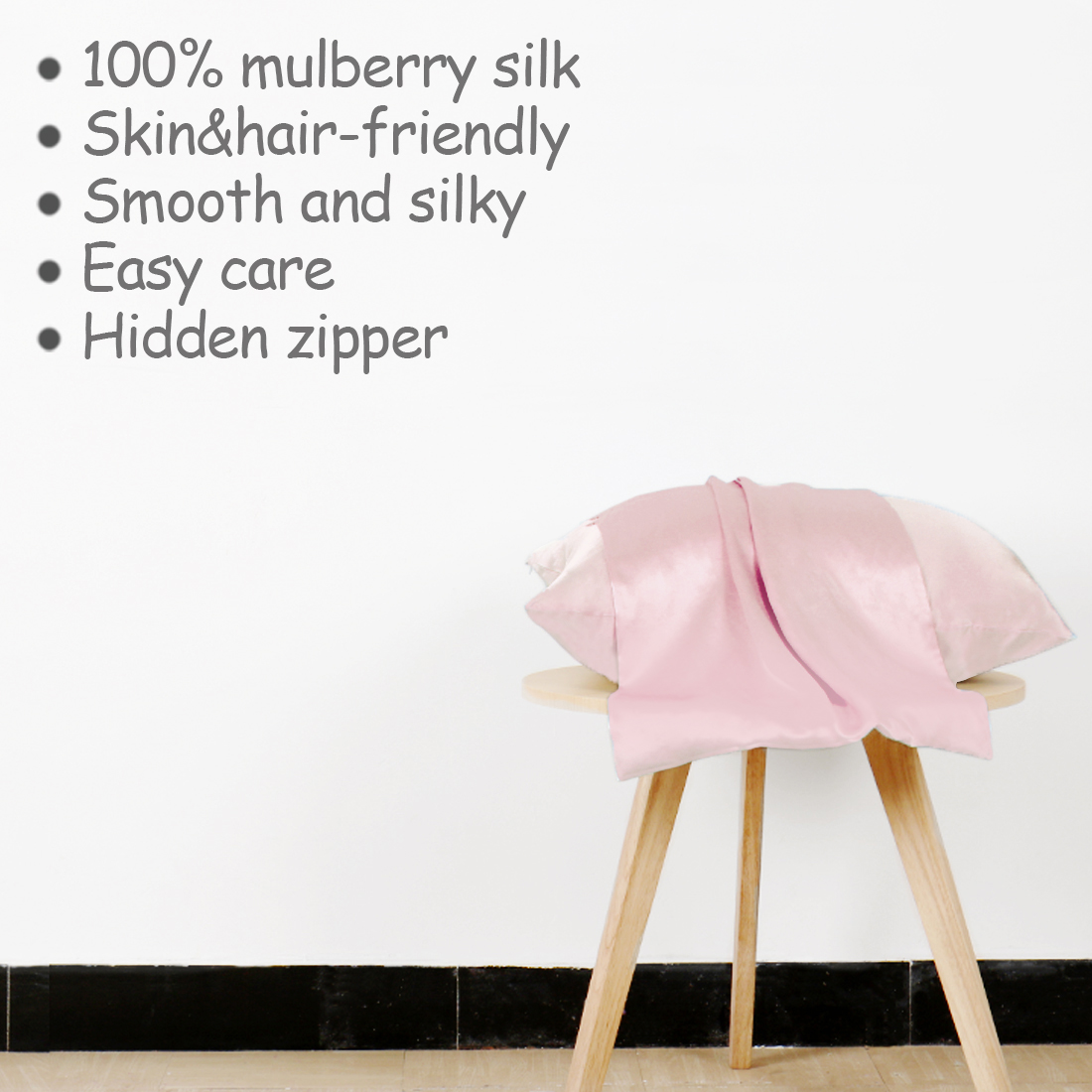 Unique Bargains 1 Piece 100% Silk Pillowcase Pink Travel