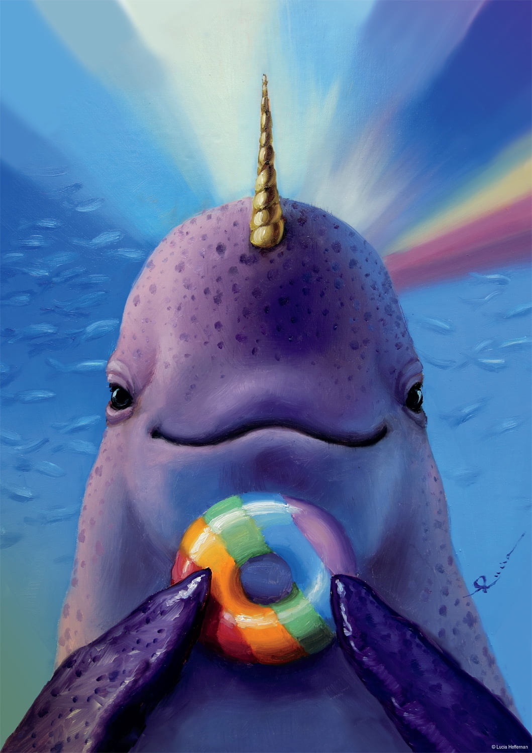 Buffalo Games 300-Piece Lucia Heffernan Rainbow Narwhal Jigsaw Puzzle
