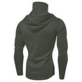 thumbnail image 5 of Ecqkame Mens Sunscreen Hoodie Tops Long Sleeve Lightweight Casual Solid Color Sport Top Pullover Workout Hooded Tops with Face Mask 02-Army Green XXL, 5 of 9