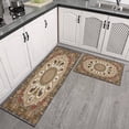 thumbnail image 3 of Boho Dark Brown Pattern Rugs and Mats Non Skid Washable Absorbent Microfiber Soft Kitchen Mat for Floor Set Of 2 Decor Stain Resistant 17"x47"+17"x30", 3 of 7