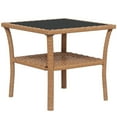 thumbnail image 2 of Outsunny 2-Tier Design Patio Wicker Coffee Table, Aluminum, Glass Top Side Table, Mixed Sand, 2 of 9