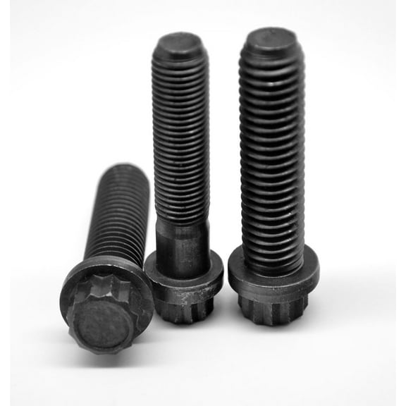 M6 x 1.00 x 25 Coarse Thread Class 12.9 12-Point Flange Screw Alloy Steel Thermal Black Oxide Pk 25